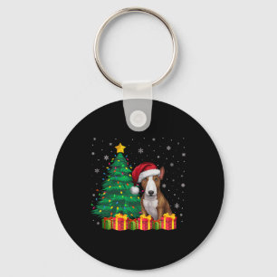Chaveiro Touro Feio Terrier Santa Hat Luzes de Natal Cão L