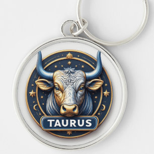 Chaveiro Touro Símbolo do Zodíaco Touro com Anel de Ouro