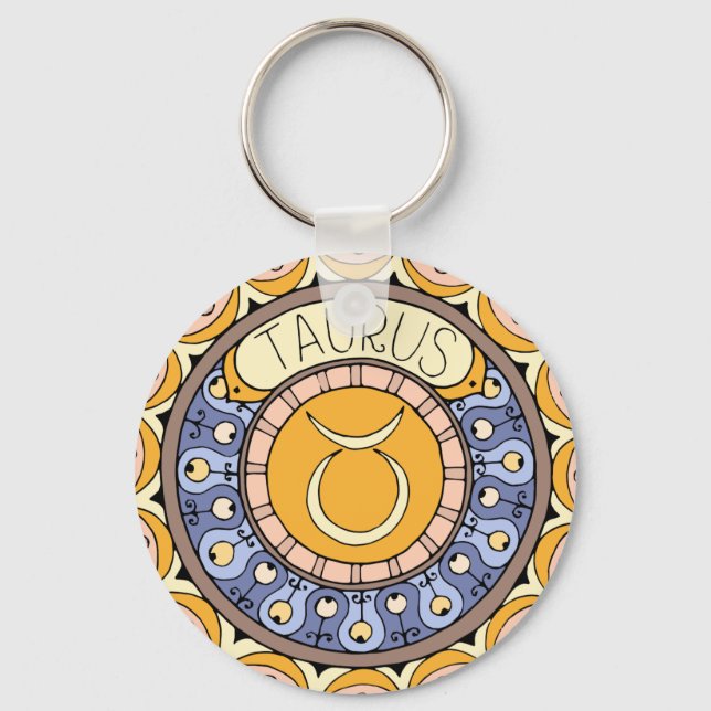 Chaveiro Touro Taurus Sternzeichen Mandala alegre (Frente)