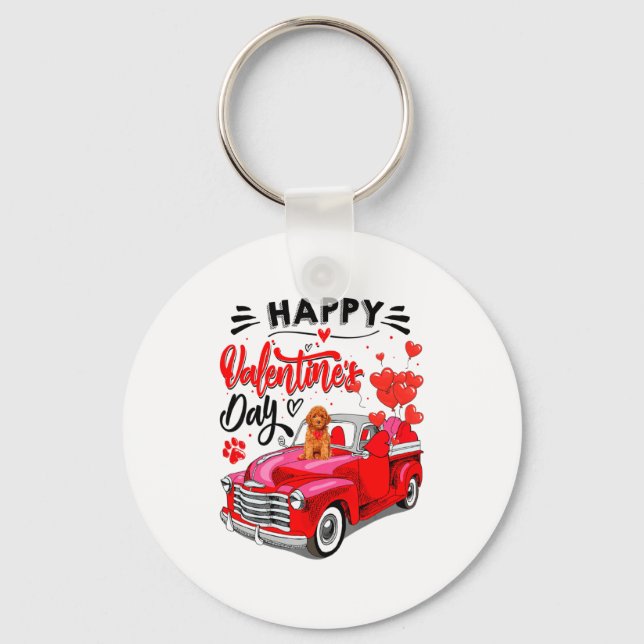 Chaveiro Toy Odle Heart Red Truck Happy Valentine Day Dog  (Frente)