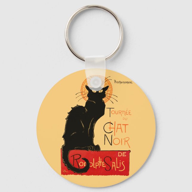 Chaveiro Trabalho de arte Clássico de Gato Negro Steinlen (Frente)
