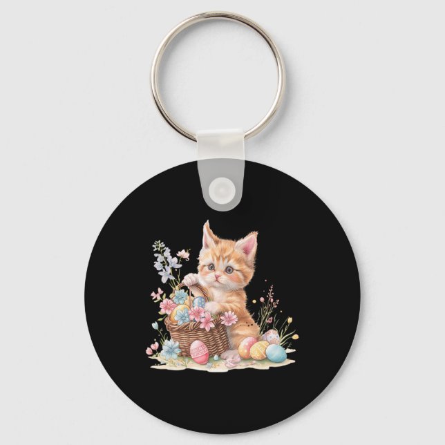Chaveiro Trabalho de arte de Ovos de Gatinho Páscoa (Frente)