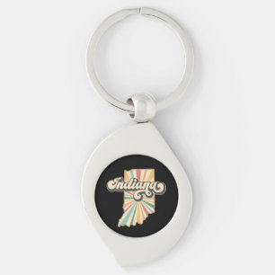 Chaveiro Trabalho de arte do Mapa de Indiana Retroativo   V