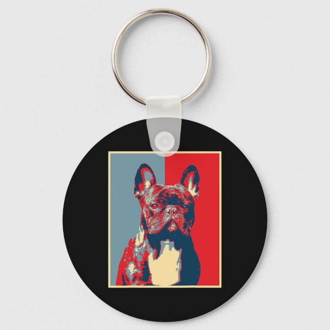 Chaveiro Trabalho de arte Frenchie - Vintage Silhouette Fre (Frente)
