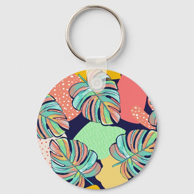Chaveiro Trabalho de arte Tropical: Monstera Design (Frente)