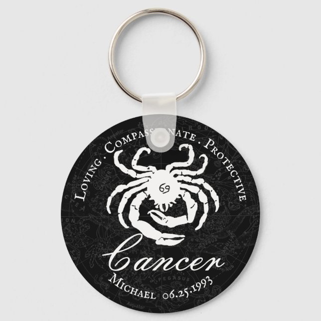 Chaveiro Traços de Astrologia Zodiac do Cancer Personalizad (Frente)