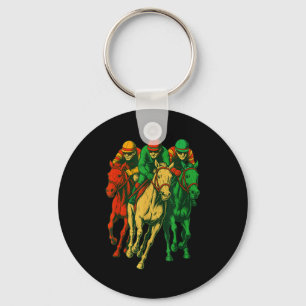 Chaveiro Traje de corrida de cavalos retrô cena de corrida
