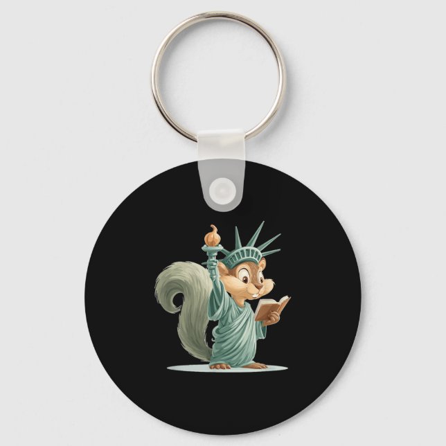 Chaveiro Traje Patriótico De Esquilo Cute Para Liberdade De (Frente)