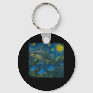 Chaveiro Tralalalero Tralala Funny Shark Van Gogh Starry Ni