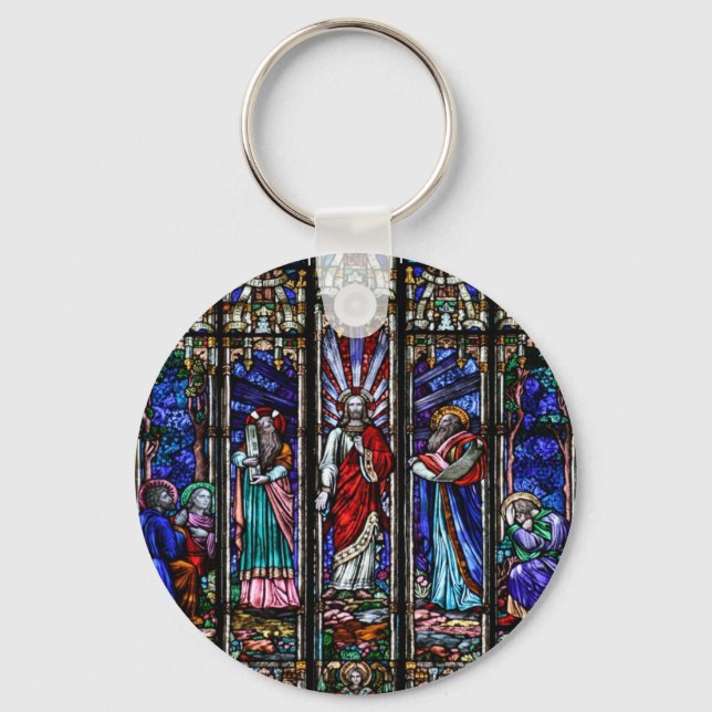 Chaveiro Transfiguração da Arte de Vidro Mantida de Jesus C (Frente)