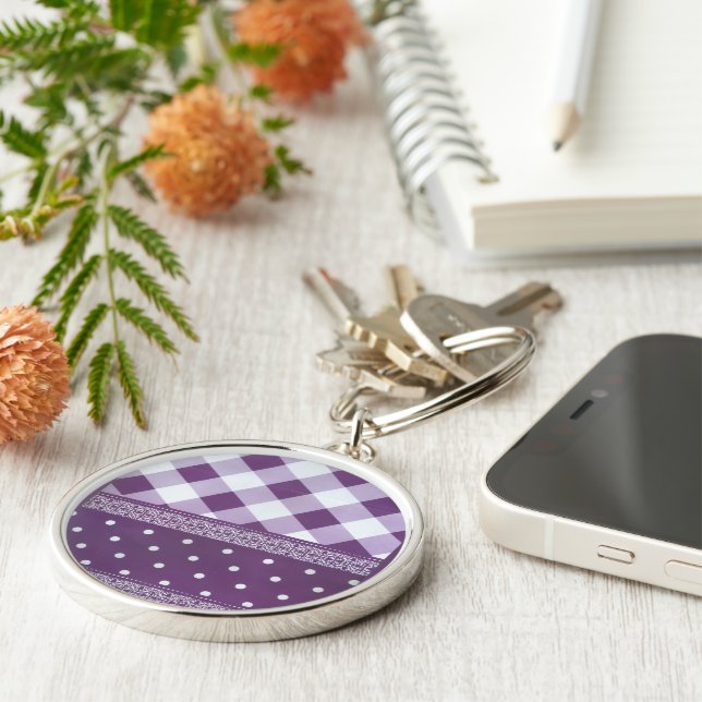 Chaveiro Trânsito Ilustre | Damasco Roxo e Branco (Lateral)