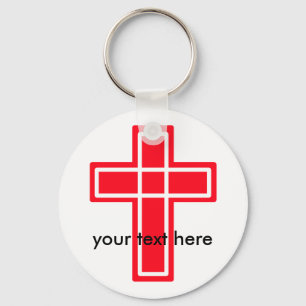 Chaveiro transversal vermelho e branco