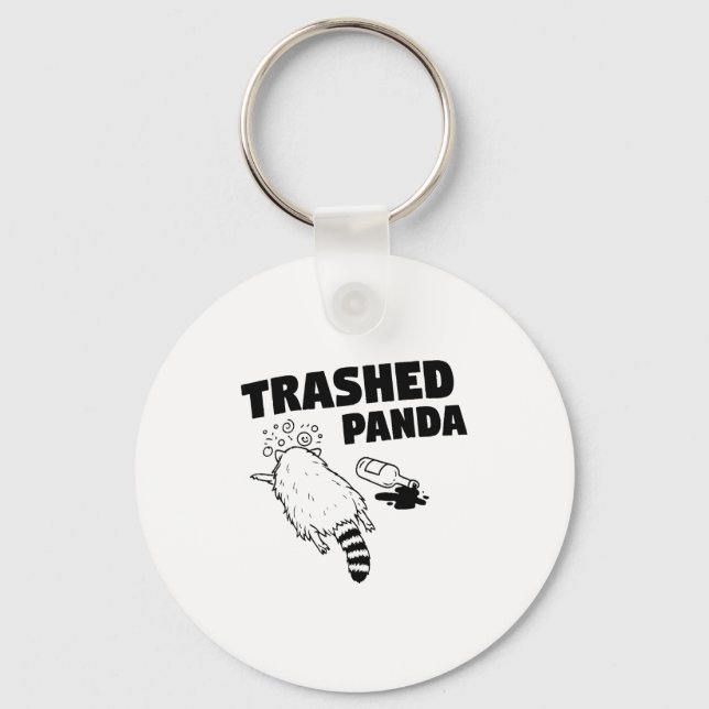 Chaveiro Trashed Panda, Funny Drunk Raccoon, Funny Trash Pa (Frente)