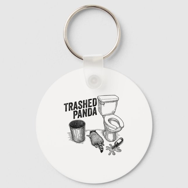 Chaveiro Trashed Panda, Funny Drunk Raccoon, Trash Panda Hu (Frente)