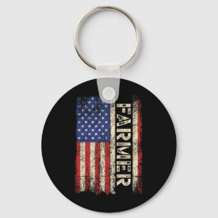 Chaveiro Tratores de Agricultor EUA Bandeira Americana Patr