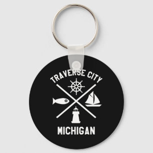 Chaveiro Traverse City Norte Michigan Tee Sailing Boaty