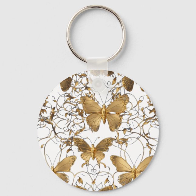 Chaveiro Travesseiro decorativo Dourado da borboleta: (Frente)