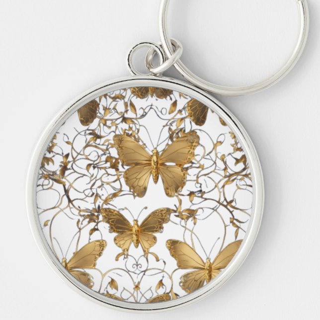 Chaveiro Travesseiro decorativo Dourado da borboleta: (Frente)