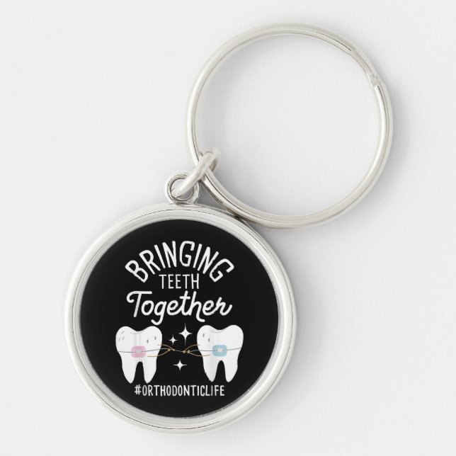 Chaveiro Trazendo os Dentes Junto - Ortodontista  (Frente)