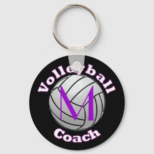Chaveiro Treinador do voleibol com inicial roxa