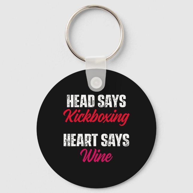 Chaveiro Treino de Kickboxing de Coração Vinho Kick Boxing  (Frente)