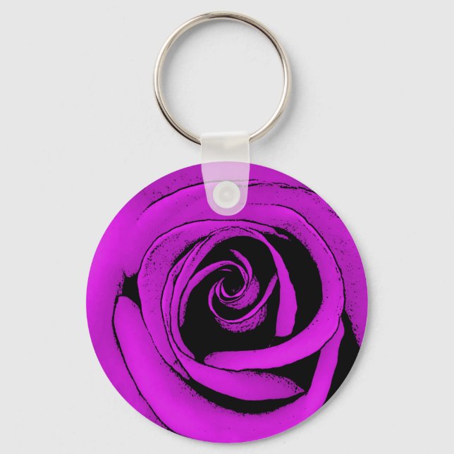 Chaveiro Trelha de design de esboço de Rosa roxo (Frente)