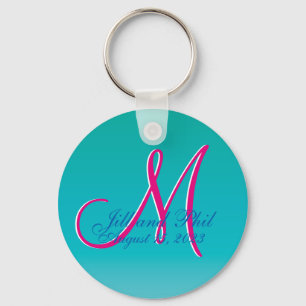 Chaveiro Tremendous Turquoise Budget Wedding Monogram