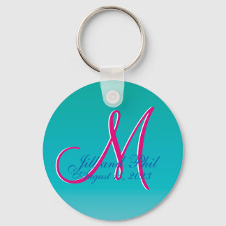 Chaveiro Tremendous Turquoise Budget Wedding Monogram