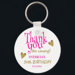 Chaveiro Trendy Gold 50th Birthday Pink Thank You Favor<br><div class="desc">50th birthday thank you favor gift keychain in classy pink and gold typography .</div>