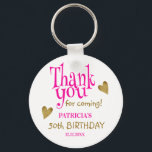 Chaveiro Trendy Gold 50th Birthday Pink Thank You Favor<br><div class="desc">50th birthday thank you favor gift keychain in classy pink and gold typography .</div>