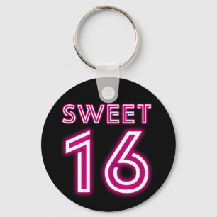Chaveiro Trendy Neon Sweet, 16 rosa quente e preto