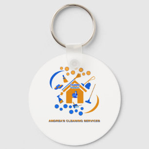 Chaveiro Trendy Orange and Blue Clearing Services Logo Cute