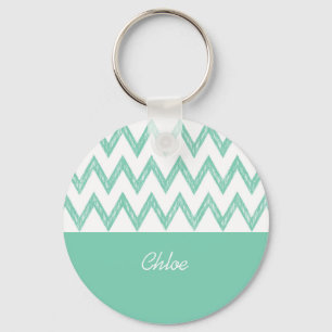 Chaveiro Trendy Pencil Mint Green Chevron Zigzags Com Nome