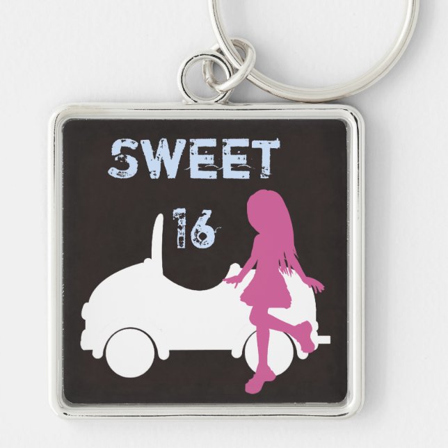 Chaveiro Trendy Sweet 16 Silhouette Girl and Car (Frente)
