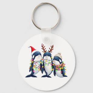 Chaveiro Três baleias Vestindo Papai Noel de Natal