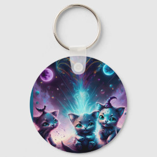 Chaveiro Três Gatinhos De Alienígena Em Uma Configuração De