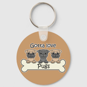 Chaveiro Três Pugs
