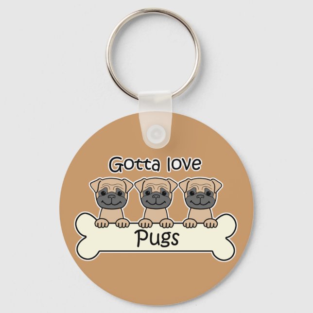 Chaveiro Três Pugs (Frente)