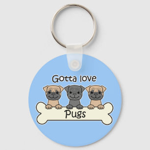 Chaveiro Três Pugs