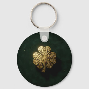 Chaveiro Trevo de Ouro Celta Pulseira de Metal Verde