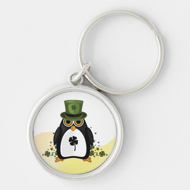 Chaveiro Trevo de Quatro Folhas do Pinguim Sortudo (Frente)