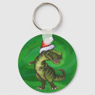 Chaveiro TRex em Santa Hat em Verde