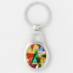Chaveiro Triângulo Moderno Colorido Geométrico