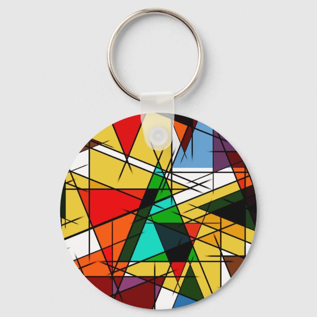 Chaveiro Triângulo Moderno Colorido Geométrico  (Frente)