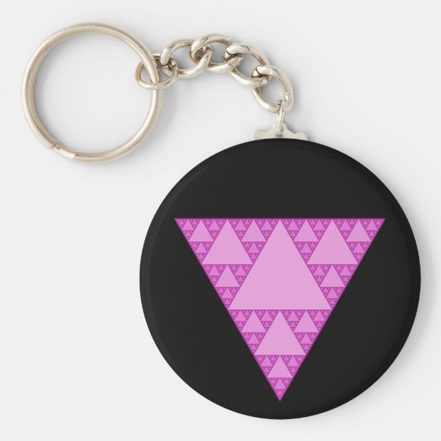 Chaveiro Triângulo Sierpinski como um triângulo rosa LGBTQ+ (Frente)