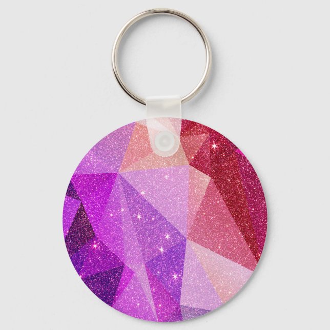 Chaveiro Triângulos Geométricos Modernos de Faux Glitter Mo (Frente)
