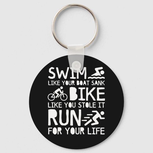 Chaveiro Triathlon Natação Bike Run For You Life (Frente)