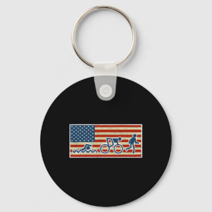 Chaveiro Triathlon Run Triathlete Biathlon Usa Flag Sports