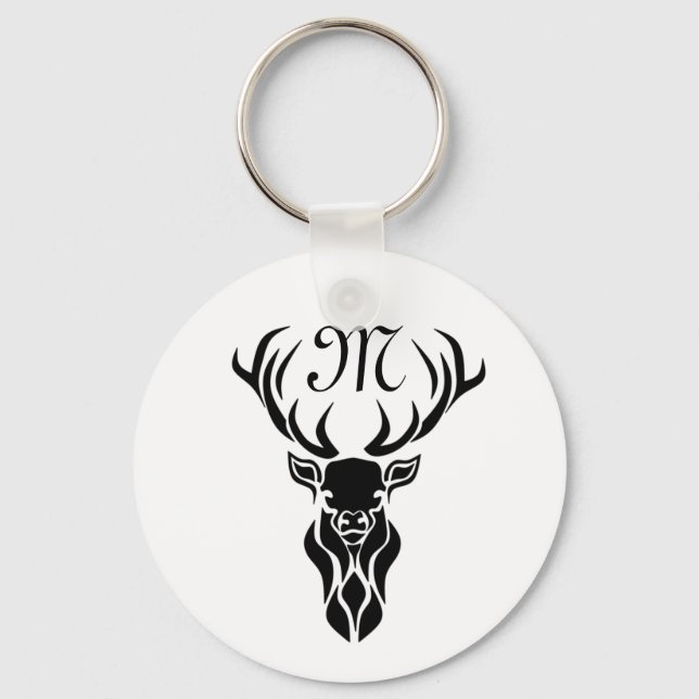 Chaveiro Tribal Black Stag Silhout Monograma (Frente)