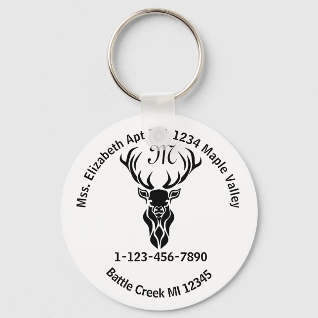 Chaveiro Tribal Buck Silhouette Monograma Endereço Doméstic (Frente)